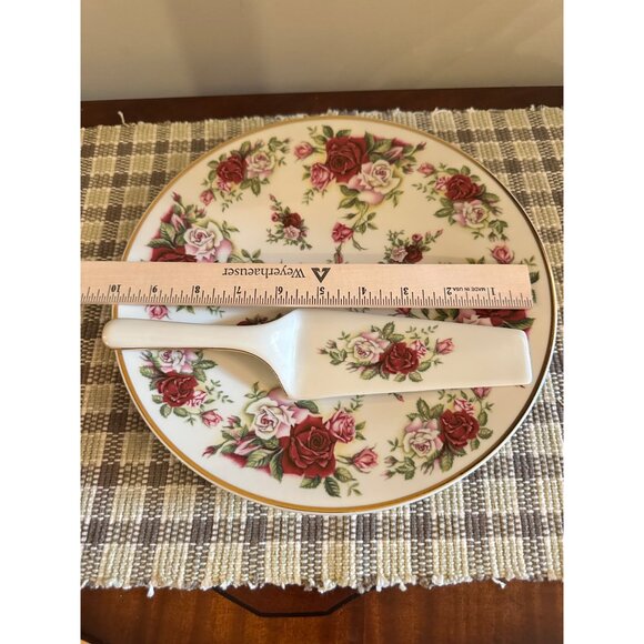 Decorative Baum Bros Formalities Victorian Rose Cake Plate & Server Set Bohemian - Picture 4 of 10